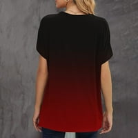 Ženski bluzes kratki rukav čvrsta blusa Ležerne prilike za odmor za odmor Crt Crck Tee Red XL