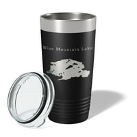 Plavo planinsko jezero Karta Tumbler Travel Gol izolirana laserska urezana kafa New York Oz Crna