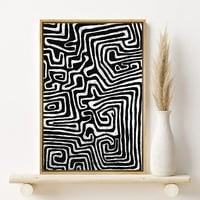 PIXONSINGIGN PLAMLJEN CANVAS Print Wall Art Shirling Spiral Line Maze Sažetak oblika ilustracije Minimalizam Savremena dramatična crna i bijela za dnevni boravak, spavaću sobu, ured - 16 x24 prirodni