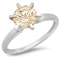 CT sjajan okrugli rez Clear Simulirani dijamant 18k bijeli zlatni pasijans prsten sz 9.25