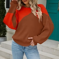 Ženski džemper casual dugih rukava pulover nepravilno spajali okrugli ovratnik vrhunske pulover džempere