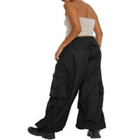 Musuos muške ženske hlače sa malim strukom kaiš za crtanje multi džepna dizajna labava ravno na ležernu pantalone