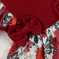 Leotard tkanina Djevojka Zimske odjeće Dječji ruffles kratki rukav cvjetni tiskani rub bowknot rebrasti