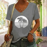 Ženska bluza za palme stablo Slatka grafička plaža Slatka grafička plaža Ljetne majice V izrez Tees