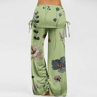 Jalioing Lounge Yoga pantalona Visok elastični uspon za žene ravno široka noga šarena cvjetna tiskana