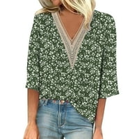Susanny Western T majice za žene plus veličine čipke Crochet V izrez Žene Ljetne košulje Pola lakta