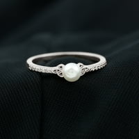 Pasijans slatkovodni biser keltski čvor prsten s dijamant, 14k bijelo zlato, SAD 8.00