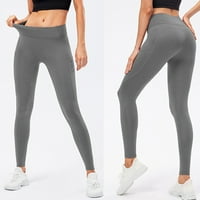 Žene Casual Solid Plus Velvet Taggings Splice hlače Slim hlače Hlače Yoga hlače Duksevi Grey XL