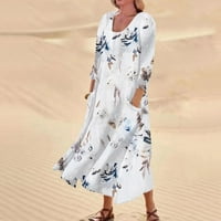 FOPP Prodavač Ljetna haljina za žene Ležerne prilike tiskane udobne modne tiskane duljine Džepne haljine sive xxl
