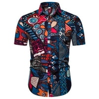 Muška majica Ležerne prilike Slim Fit Etnička kratkih rukava pamučna posteljina tiskara Havajske bluze