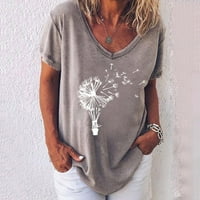 Ženska casual v rect majica s kratkim rukavima pismo ispis bluza plus size siva
