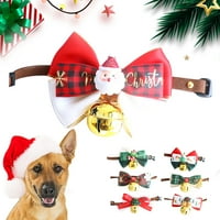 Novogodišnji ovratnik za pse, jedinstveni dizajn plairani ovratnik za pse sa bowtie i slatkim blistavim letelicama, mekim i udobnim Xmas ovratnicima, najboljim poklonima za male pse