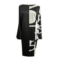 Dadaria Midi Haljine za žene Žene Veliki patchwork haljina HIP Wrap suknje s dugim rukavima Swing haljina