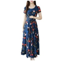 Ženska casual moda V-izrez cvjetna haljina od kratke rukave