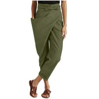 Oalirro ljetne hlače zelene čipke up hlače za žene XL