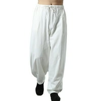 Harem pantalone za muškarce plus veličine široke noge blooom hlače baggy pamučni posteljina joga casual