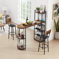 Bar stol i stolica Set sa barskim stolicama, Cosymart s držačem za boce, držač stakla i bočni organizator,