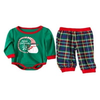 Božićna porodica Pijamas Set Xmas roditelj-dječji odijelo Početna Snjegović Zelena odjeća Noćna odjeća