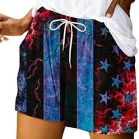 Američke gaćice za zastave za žene 4. jula Patriotske ležerne kratke hlače Ispiši labavi džepne kratke