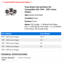 Prednja kočna ploča i rotor komplet - kompatibilan sa - Acura Integra 2000