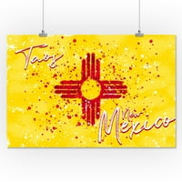 Taos, Novi Meksiko, državna zastava, apstraktno akvarel spljošta