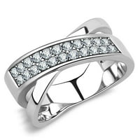 TK - visoki polirani prsten od nehrđajućeg čelika sa gornjim klasnim kristalom u čistim