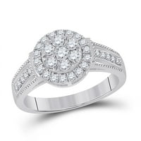 Ženska kruta od 14kt bijelog zlata okrugla Diamond Cluster prsten CTTW veličine 7