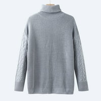 Zedker Womens Prevelizirani džemperi, trendna odjeća za žene modne žene casual o-vrat turtleneck pulover