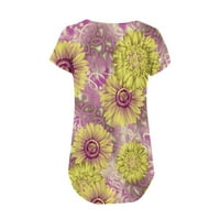 MAFYTYTPR Ženski vrhovi proljeće Ljeto Žene Modni V-izrez cvjetni tiskani tunički vrhovi majica kratkih rukava