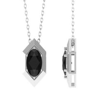CT Black Spinel Solitaire Hexagon Privjesak ogrlica, 14k bijelo zlato