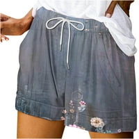 Ženske kratke hlače Kašike za papire Žene Ležerne hlače Plašta, čvrste boje ispis elastičnih struka džepova za crtanje ljetne plaže Lagane kratke salone