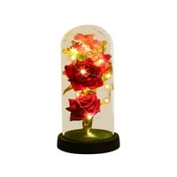 Desktop ukras zaljubljeni poklon ukras ruže Prozirni akrilni pokrivač svjetlosnog uređenja Kreativno svjetlo Emitting Stakleni poklopac ukras
