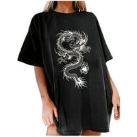 Ženske bluze i vrhovi Dressy Fashion Printing Crew Crt Majica s kratkim rukavima TOP bluza Pulover Black
