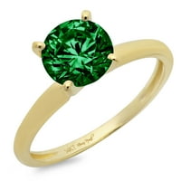 0,5ct okrugli rez zeleni simulirani smaragd 14k žuti zlatni angažman prsten veličine 6