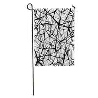 Uzorak Spider povezane crne linije na bijelom apstraktnoj žici Detalji o vrtnoj zastavi Dekorativna zastava Kuća baner