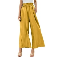 Xiuh Capri pantalone za žene široke pantalone za noge visoke struk pamučne patla pantalone rade duge