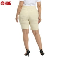 Plus veličine Bermuda kratke hlače za žene sa džepovima Khaki 3x