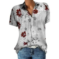 Ecqkame Women 'zarez V izrez Bluze Cleariance Ljetne košulje za žene, ženski kratki rukav na vratu sa