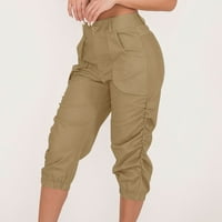 Pantalone za žene Žene Žene Žene teretne pantalone sa džepom High Squik Jogging Tonovi Solid Boja Ljetne