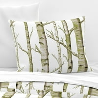 Pamuk Satens Sham, euro - Breza Grove Trees Forese Green Spring Woodland Print Custom posteljina od kašičice