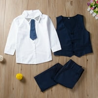 Slatki gospodin Dječak odijelo Tuxedo prsluk + kravata + majica + hlače četverodijelna školska uniforma