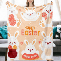 DICASSER Uskrs Happy Bunny pokrivači s jastukom s jastukom tople nejasne plišane pokrivače za kućni kauč, krevet i kauč