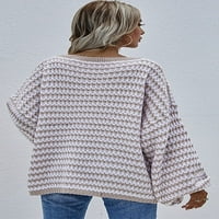 Ženski prevelizirani udobni baverski kabelski pleteni džemper s kamencem