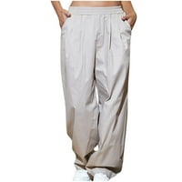 TOQOT ženske pantalone za ženske gaćice - moda sa džepovima sa niskim strukom ležerne dukseve bijele