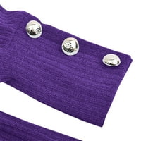 Zimske pad majice za žene casual vrhovi luk ovratnik čvrsti gumb rukav pleteni džemper topla majica na vrhu