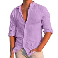 Entyinea Flannel majica za muškarce Regular Fit Legue Ležerne prilike s dugim rukavima Purple L