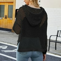 Akiirool prevelizirani džemper za žene ženski vrat pleteni džemper s dugim rukavima pada dugačak rukav