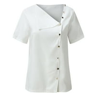 Advoicd ženske majice i bluzeVine košulje Ležerne tipke s dugim rukavima dolje bluze gornja crna bluza