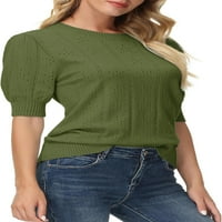 Singreal ženski lagani tanki ljetni pulover Duks slatki puff kratki rukav vrhovi pulover košulja pletene