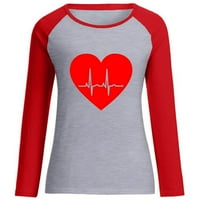Štednja za ženska majica za žene Valentine EKG grafički tisak parovi modne duksere Crewneck Pulover